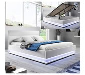 Cama de matrimonio con canapé Nitas en color blanco (160x200cm)