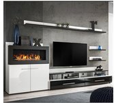 Mueble con chimenea Bioetanol blanco y negro Erica