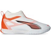 Puma - Zapatilla de fútbol sala Ultra 5 Match+ LL IT + Mid Niño, Unisex, White- Black-Glowing Red, 1 UK