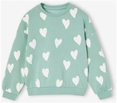 VERTBAUDET Sudadera fantasía con motivo de corazones o lunares, para niña verde grisáceo