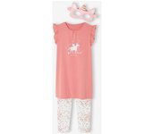 VERTBAUDET Conjunto pijama noche mágica: Camisón + leggings + antifaz + bolsita rosa