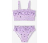 VERTBAUDET Bikini niña top con smocks y volantes y braguita con volantes lila