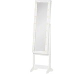 Homcom Joyero de pie con espejo blanco 36 x 30 x 136 cm