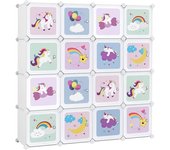 SONGMICS Estantería infantil con 16 cubos de color blanco