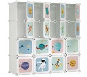 SONGMICS Estantería infantil con 16 cubos de color blanco