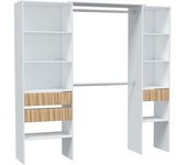 HOMN Armario vestidor 3 cajones, blanco artik y madera