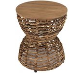 MACABANE Taburete con asiento de madera de teca reciclada