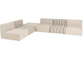 MACABANE Sofá modular de 6 piezas de algodón gris y beige