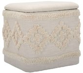 Mauro Ferretti Puff de almacenamiento de tela beige cm 40x40x40