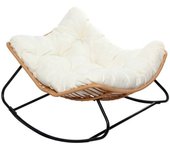 Concept Usine Sillón balancín de resina tejida beige con cojín
