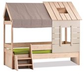 MueMue Cama infantil casita aglomerado gris 90x200cm
