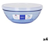 Fiambrera Redonda con Tapa Duralex Cristal Azul Ø 20,5 cm (4 Unidades)