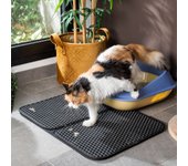 InnovaGoods - Alfombra Arenero Gatos Clikatt, Esterilla Plegable, Impermeable, Textura Suave, Facilita Limpieza, Capa Doble Panal de Abeja, Negro, 1 Unidad, EVA