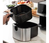 InnovaGoods® Freidora sin Aceite 5,5L, air fryer 1700W, 100 recetas en ES, freidora aire con 8 programas, pantalla táctil cesta antiadherente temporizador y flujo de aire 360° ideal para 3-5 personas
