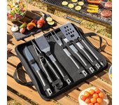 InnovaGoods® Utensilios Barbacoa 12 Piezas, Accesorios Barbacoa de Acero Inoxidable, Kit Barbacoa opción Ideal para Regalar, Barbacoa Parrilla con Maletín Fácil Transporte, Pinzas Barbacoa.