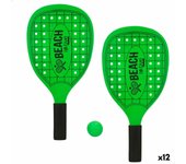 Palas de playa con pelota aktive neon madera 20 x 40 cm (12 unidades)