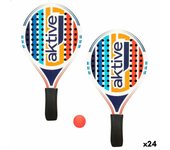 Palas de playa con pelota aktive madera 19,5 x 38 cm (24 unidades)
