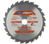 Hoja de carburo Norton Clipper 235 mm, corte para madera y tablero de partículas, 24 dientes, ATB, 2,8/1,8 mm, sierra circular portátil y de mesa