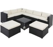 Grupo de asientos Lounge Set XXL Negro/Crema