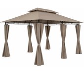 Pérgola jardín Topas metal topo 3x4m paneles laterales