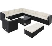 Grupo de asientos Lounge Set XXXL Negro/Crema