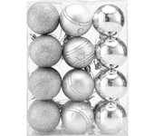 Bolas para árbol de Navidad set de 24 plástico plateadas