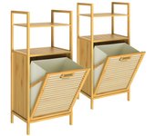 Mueble de baño set de 2 bambú 35L cesta ropa y estantería