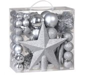 Set de 77 diferentes adornos bolas de navidad Plata