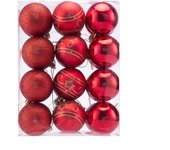 Bolas para árbol de Navidad set de 24 plástico rojas
