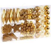 Set de 102 diferentes adornos bolas de navidad Dorado