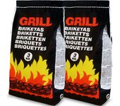 Briquetas carbón vegetal 2 bolsas de 3kg barbacoa parrilla