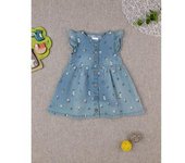 Vestido sin mangas denim niña estampado completo