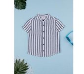 Camisa Niño Rayas Azules Manga Corta Casual