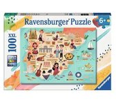 Ravensburger - Mapa de España y Portugal - Puzzle 100 piezas XXL