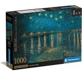 Clementoni - Colección de Museo - Noche Estrellada sobre el Ródano - Puzzle de 1000 piezas para adultos, arte, rompecabezas, pinturas famosas, hecho en Italia, multicolor ㅤ