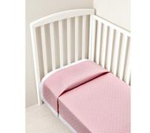 Manta de verano rosa con borde blanco
