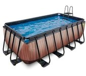 Exit - Piscina Wood efecto madera 400 x 200 x 122 cm con filtro de arena