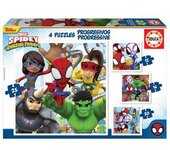 Educa Borrás - Spidey y su Superequipo - Pack 4 puzzles progresivos
