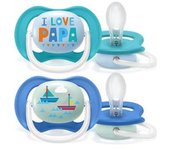Philips Avent - Pack 2 chupetes ultra air collection 6/18m azul - Papá