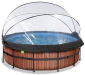 Exit - Piscina Wood efecto madera diámetro 427 x 122 cm con filtro de arena y cúpula