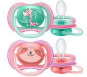 Philips Avent - Chupetes Ultra Air verde y rosa +18 meses