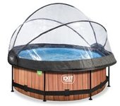 EXIT - Piscina Wood redonda 244 cm con cúpula y bomba de filtro