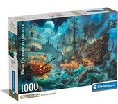 Clementoni - Batalla de Piratas - Puzzle de 1000 Piezas para Adultos, Ilustración Multicolor ㅤ