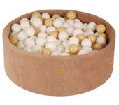 MeowBaby - Piscina redonda de bolas beige 90 x 30 cm con 200 bolas beige/blanco