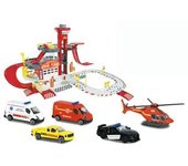 Garaje de bomberos con vehículos y helicóptero ㅤ