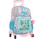 Minecraft - Mochila escolar con carro 4 ruedas giratorias, unisex niños, multicolor
