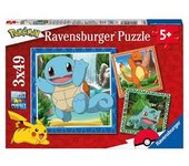 Ravensburger - Pokémon - Pack 3 puzzles 49 piezas