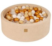 MeowBaby - Piscina redonda de bolas color crudo 90 x 30 cm con 200 bolas oro/beige/blanco/transparente