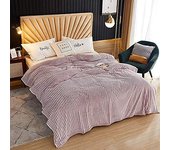 Extra Soft Blanket, Super Soft Warm Flannel Microfiber - Lightweight - Lint Free, Plaid Fleece Blanket for Couch, Bed, Travel, Travel, Adults (Pink and White, 120x200cm)