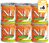 6x285Grs Pack Latas Farmina Nd Dog Pumpkin Comida Húmeda Para Perros Con Jabalí 6x285grs